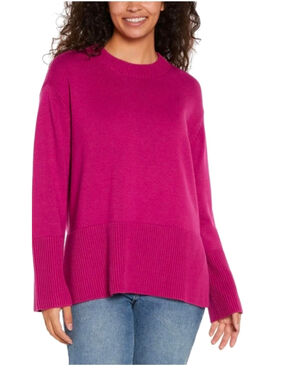 GAP Fuchsia Pink Oversized Knit Sweater Ribbed Hem Slit Size XL